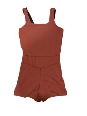 Varley Rust-Red Sleeveless Short Romper